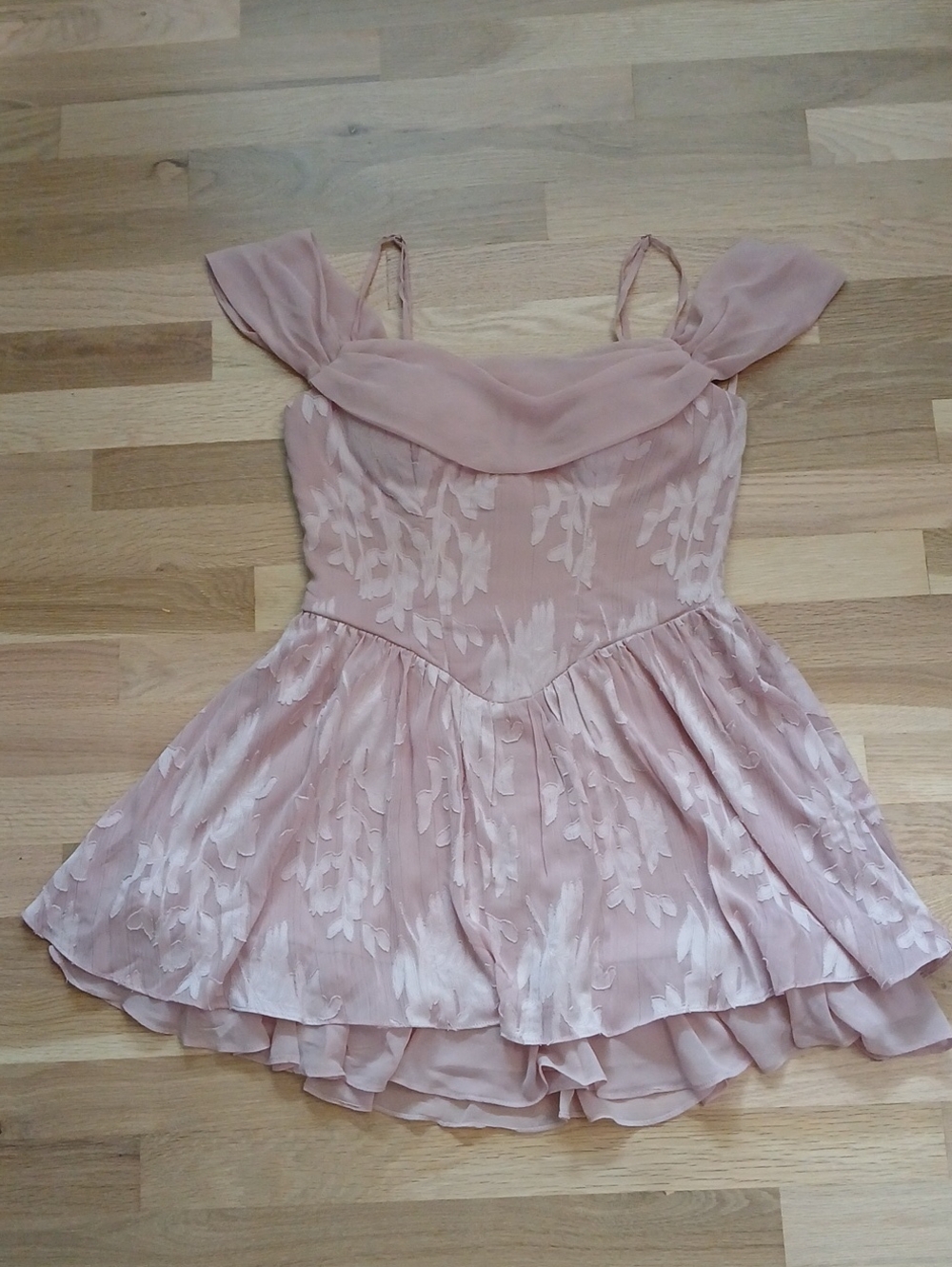 B Darlin Blush Pink Floral Chiffon Prom Dress